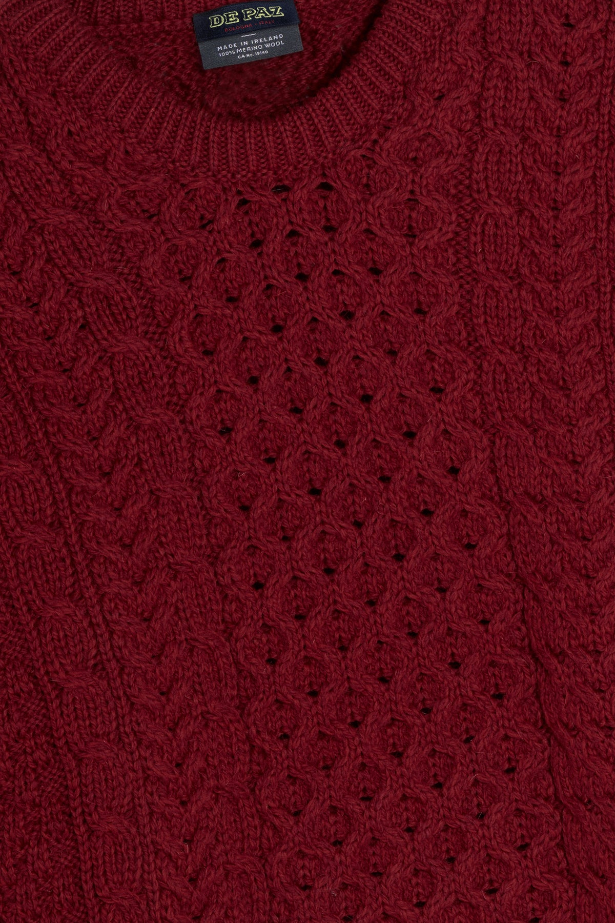 Aran Honeycomb rosso dettaglio Lady De Paz