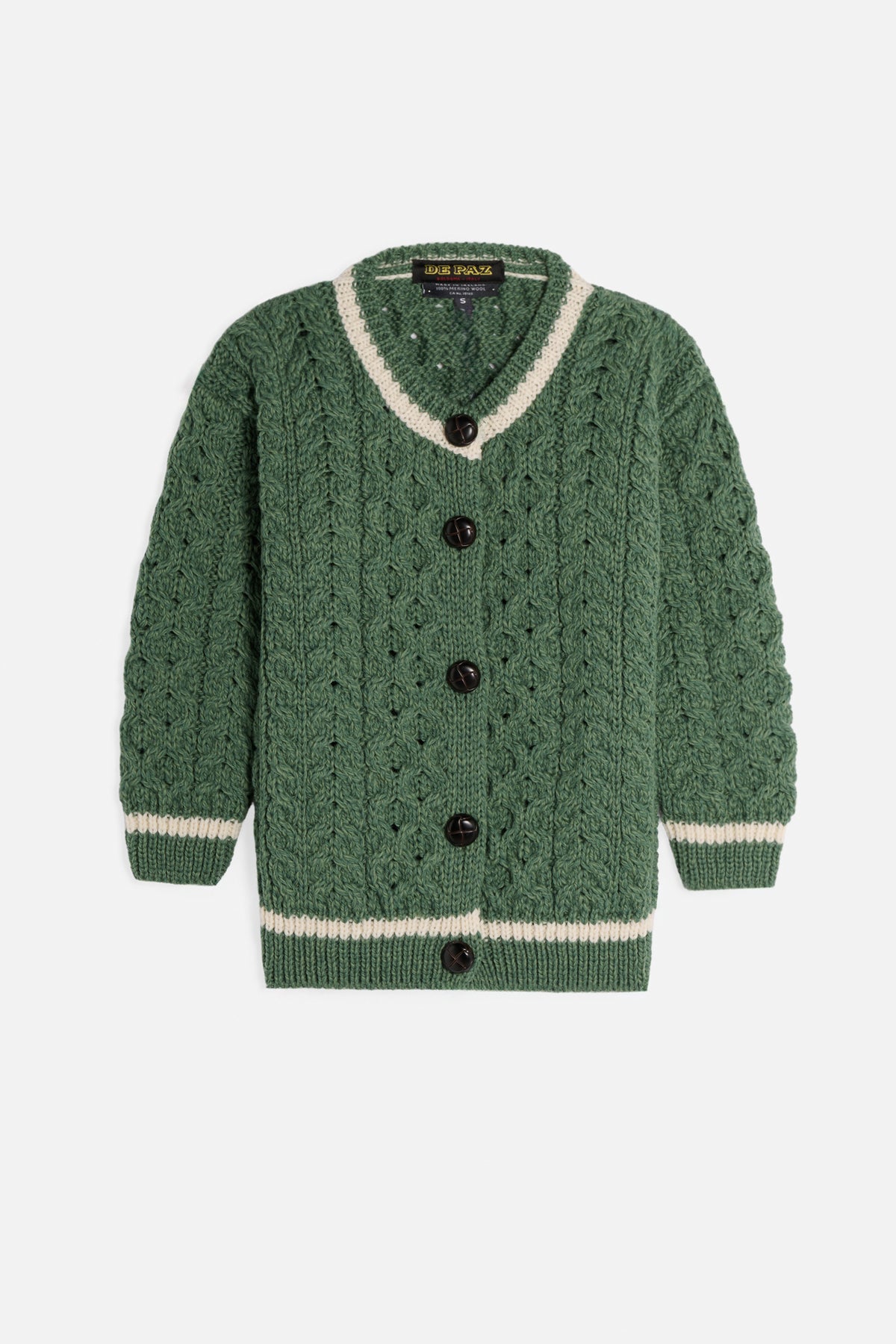 Aran baby cardigan verde Lady De Paz
