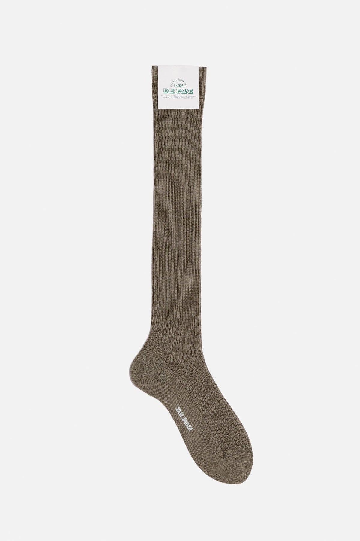 Calza Lana Lunga Costa Stretta Verde Oliva Lady De Paz