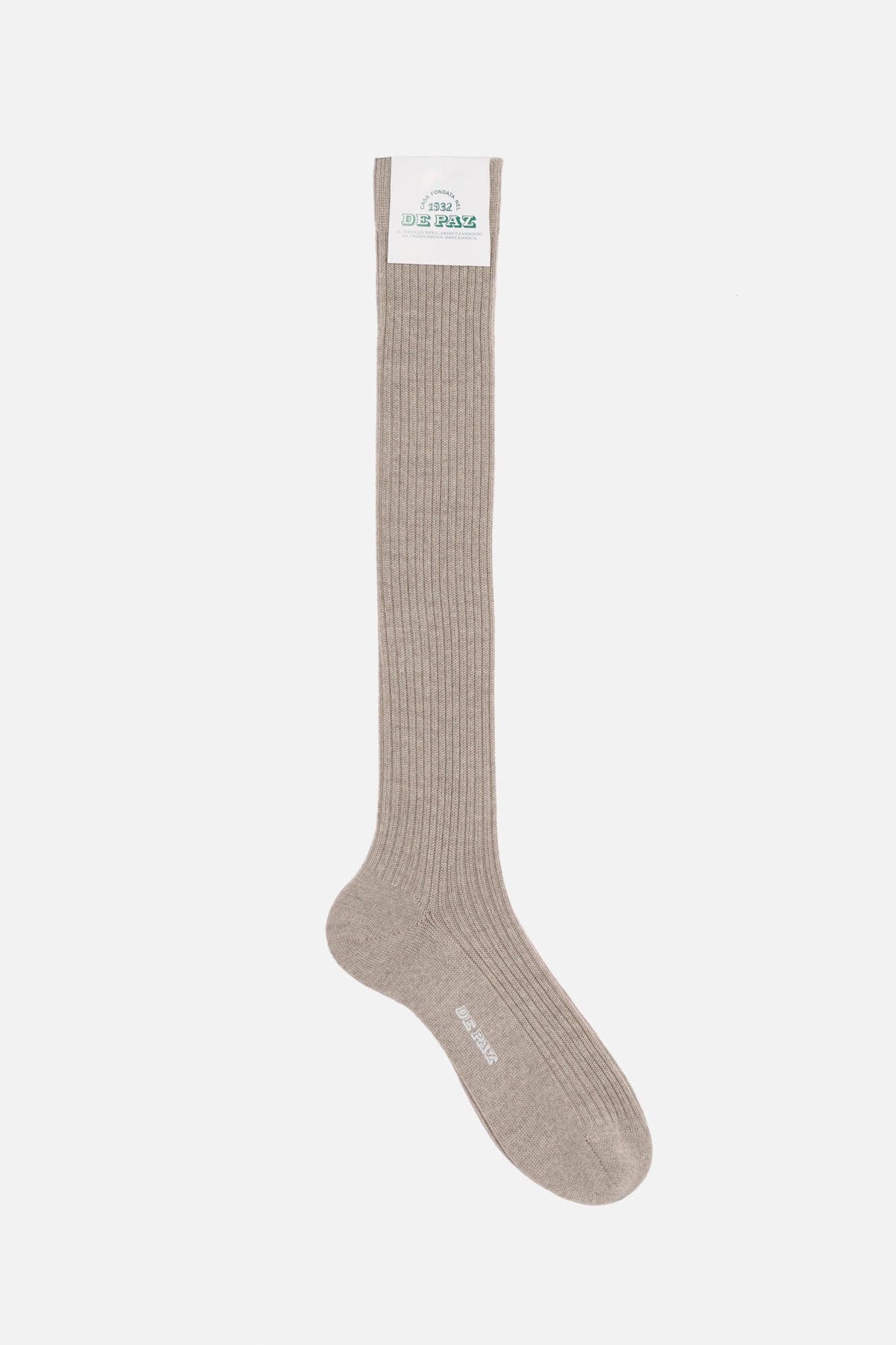 Calza Lana Lunga Costa Stretta Beige Lady De Paz