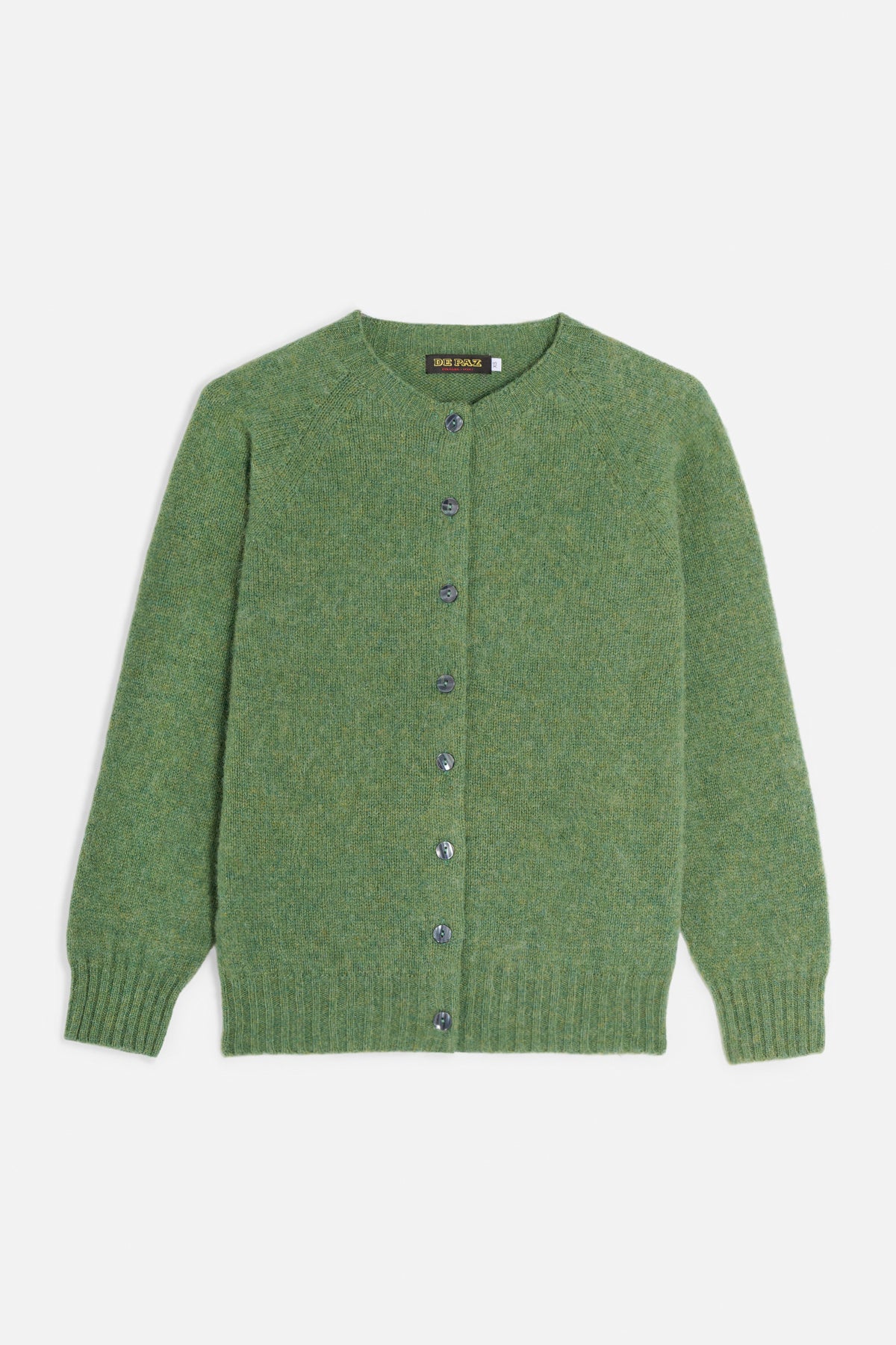 Cardigan girocollo shetland verde Lady De Paz