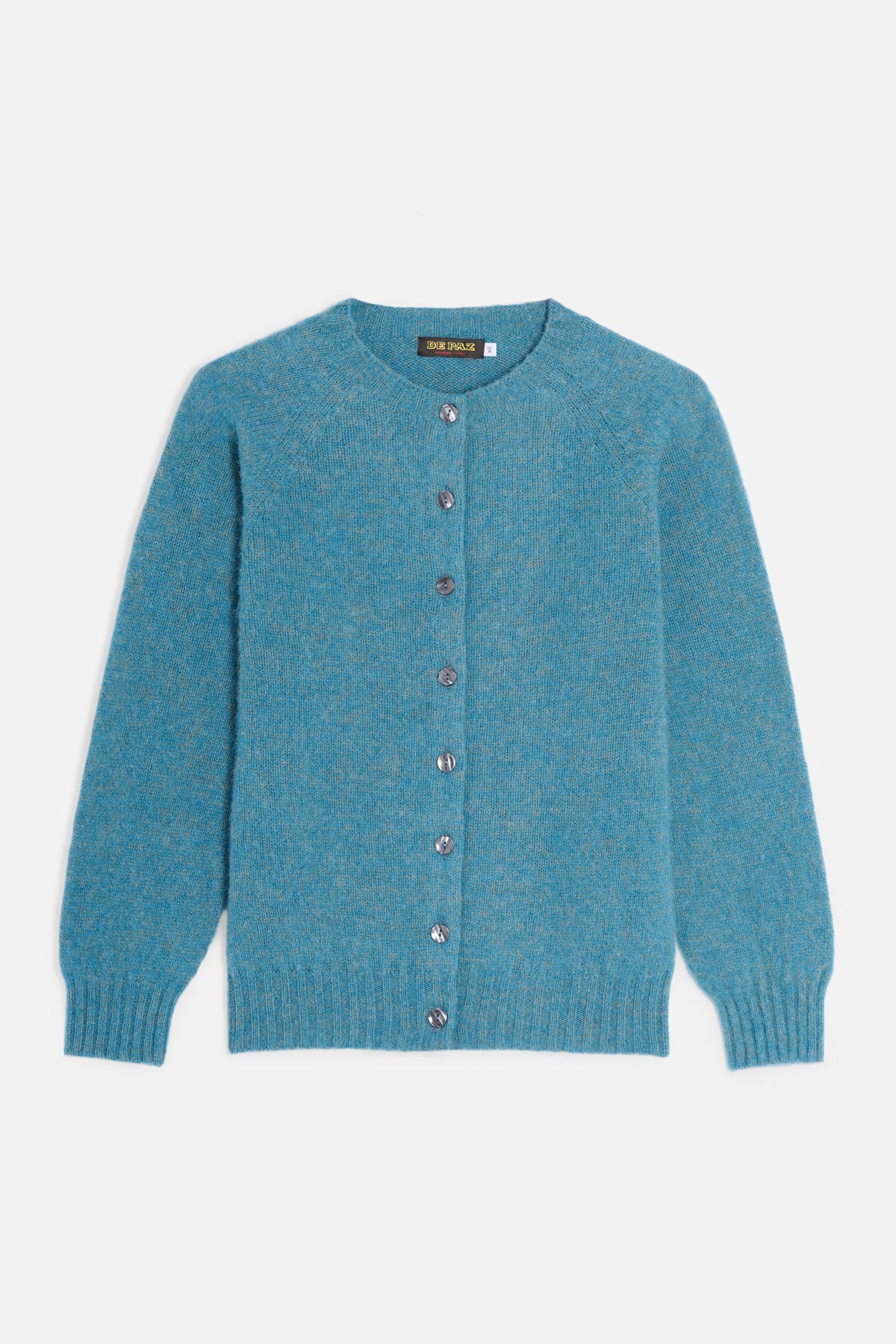 Cardigan girocollo shetland turchese Lady De Paz