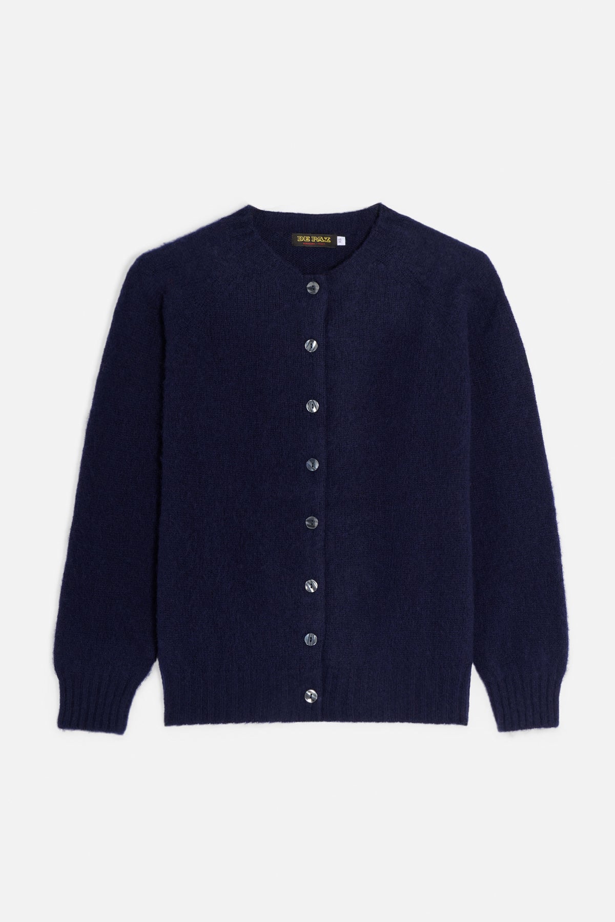 Cardigan girocollo shetland blu Navy Lady De Paz