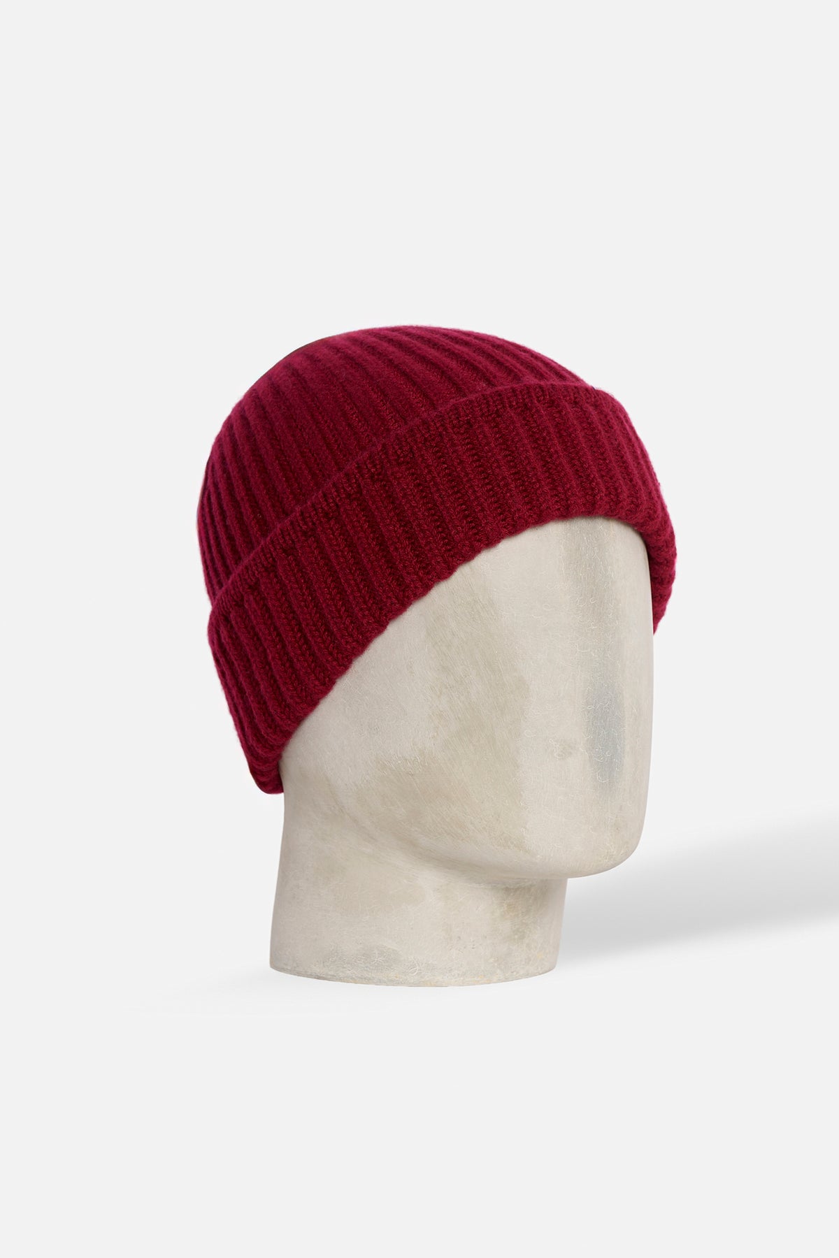 Cuffia donna cashmere a costa larga bordeaux Lady De Paz