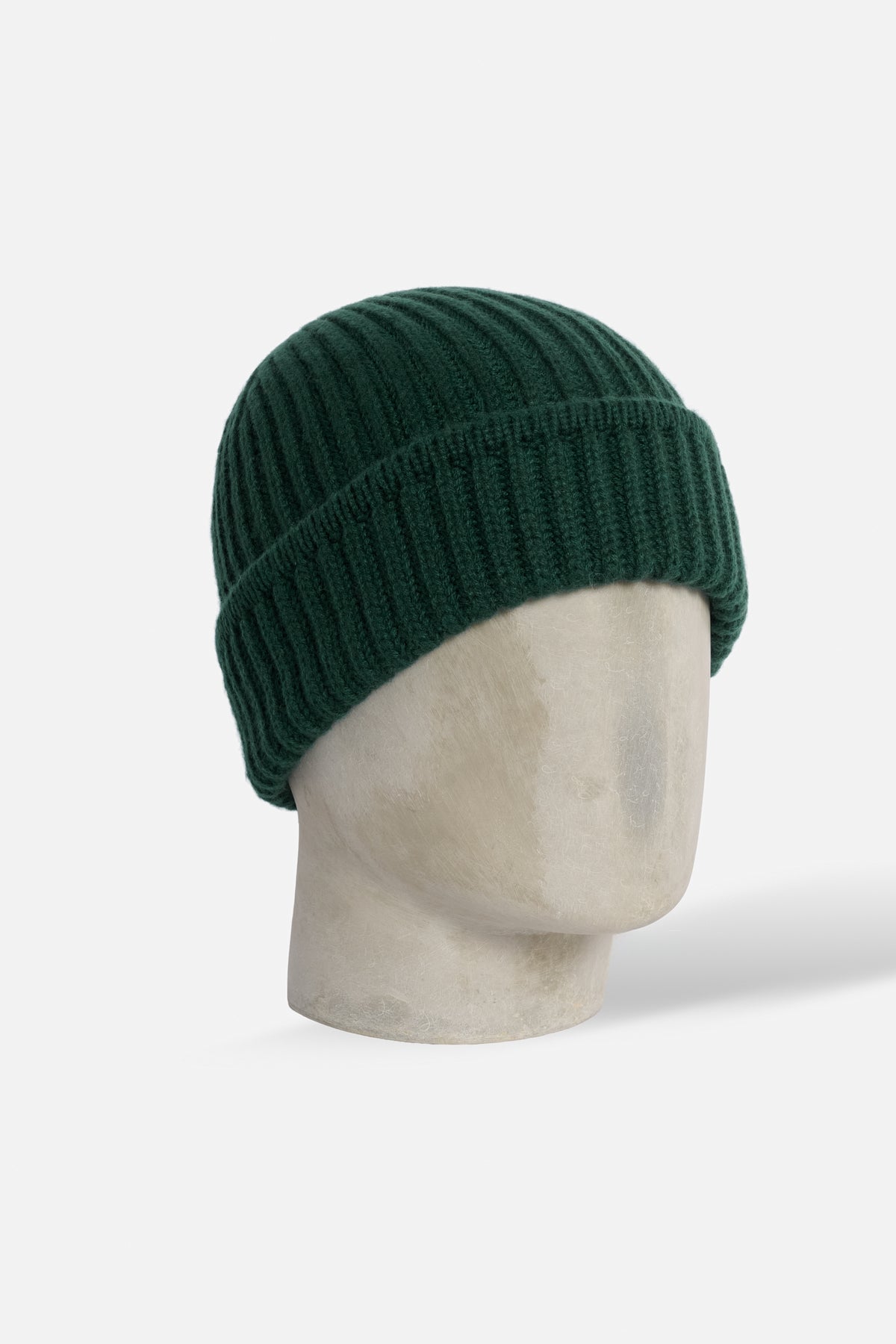 Cuffia donna cashmere a costa larga verde bosco Lady De Paz