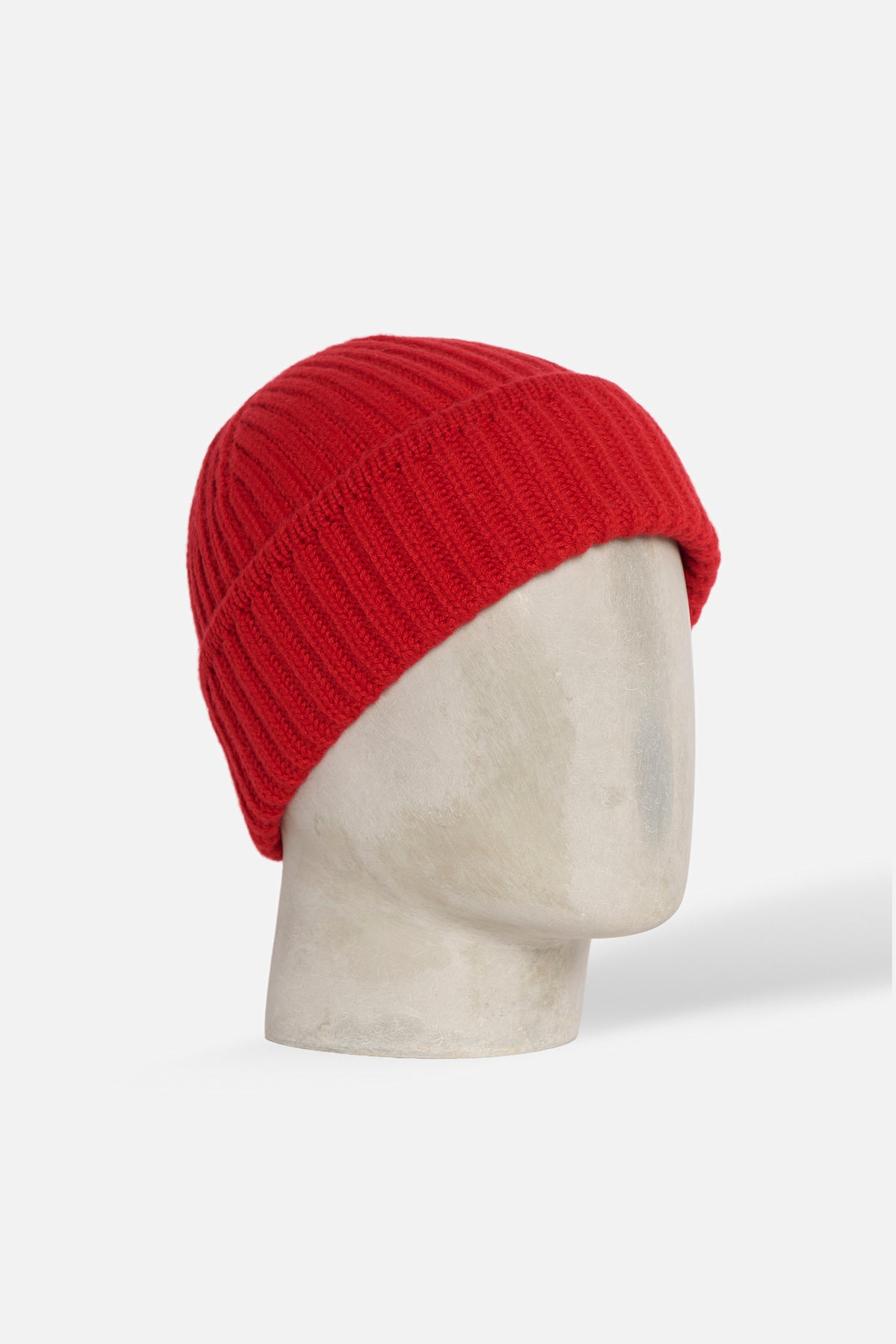 Cuffia donna cashmere a costa larga rossa Lady De Paz