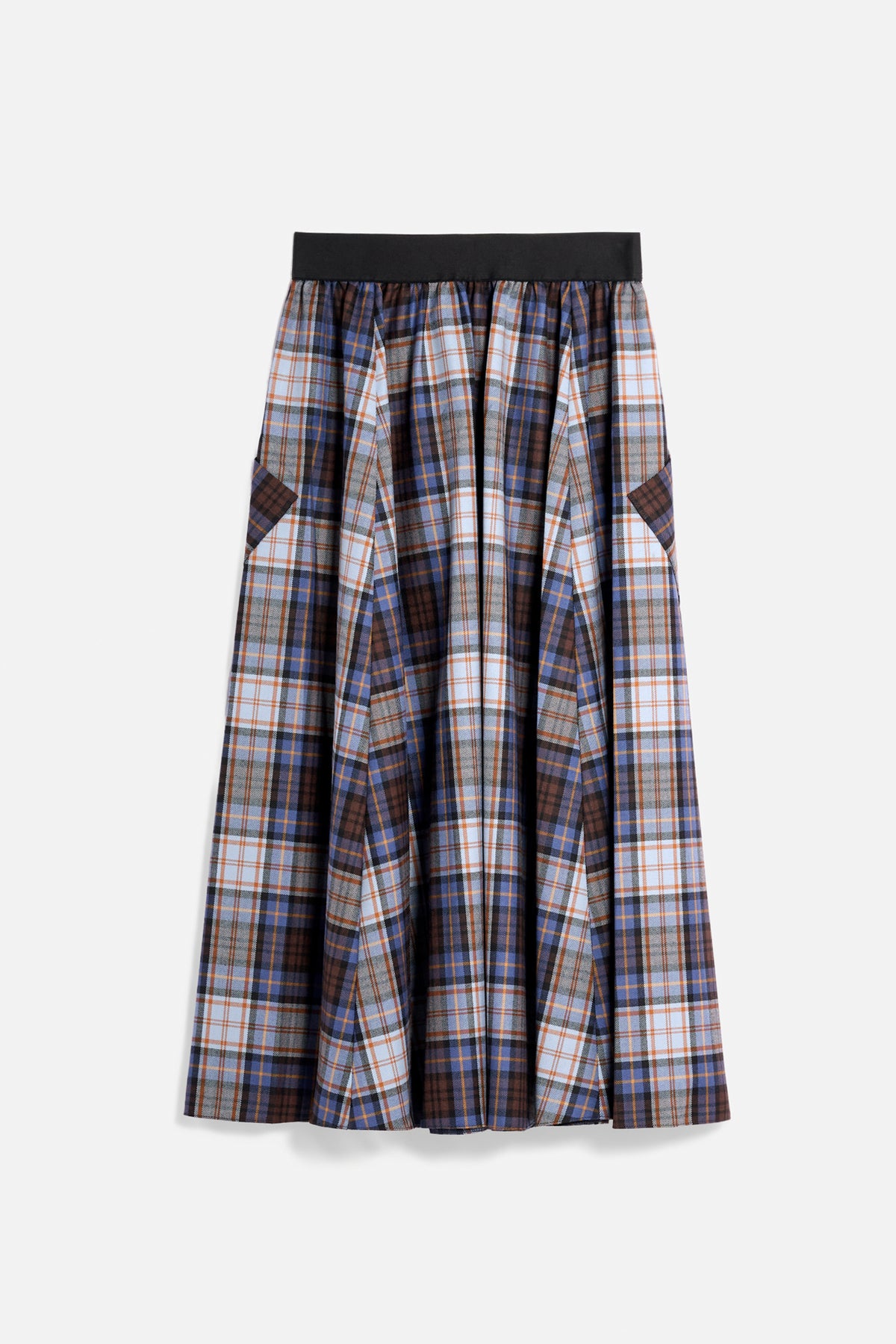 Gonna lunga lana tartan azzurro/marrone retro Lady De Paz
