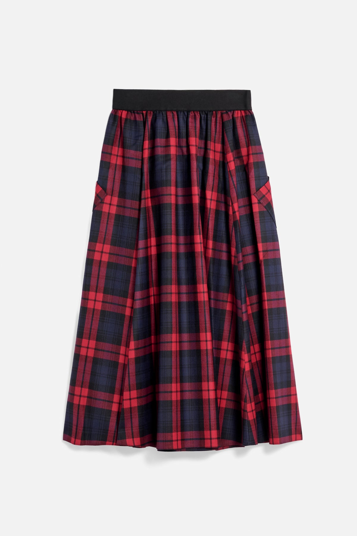 Gonna lunga lana tartan rosso/blu retro Lady De Paz