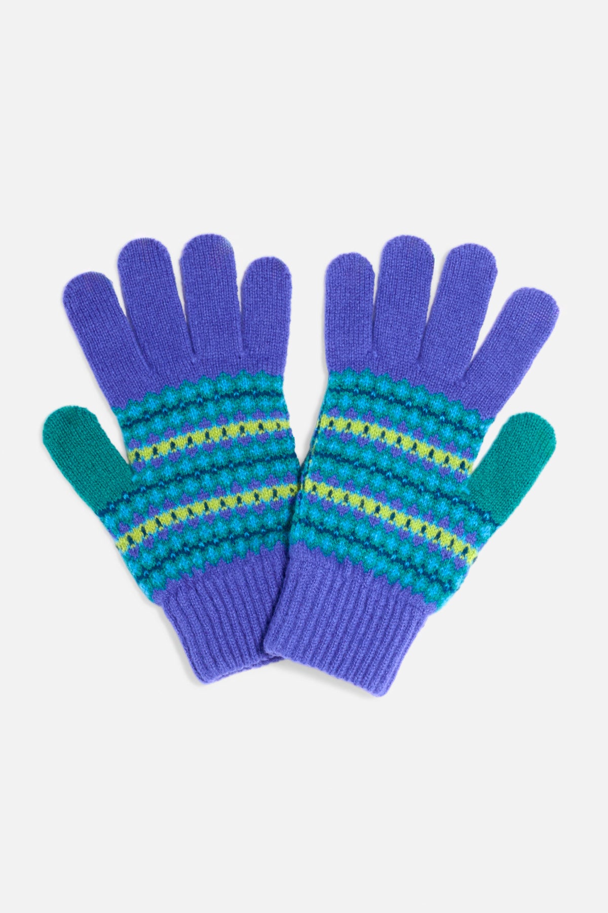 Guanti Fair Isle lana azzurro Lady De Paz