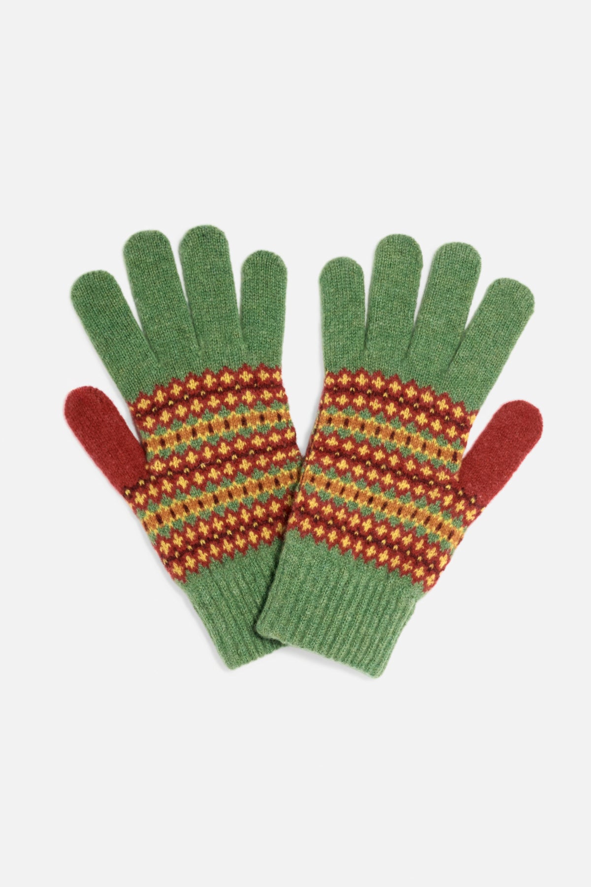 Guanti Fair Isle lana rosso Lady De Paz