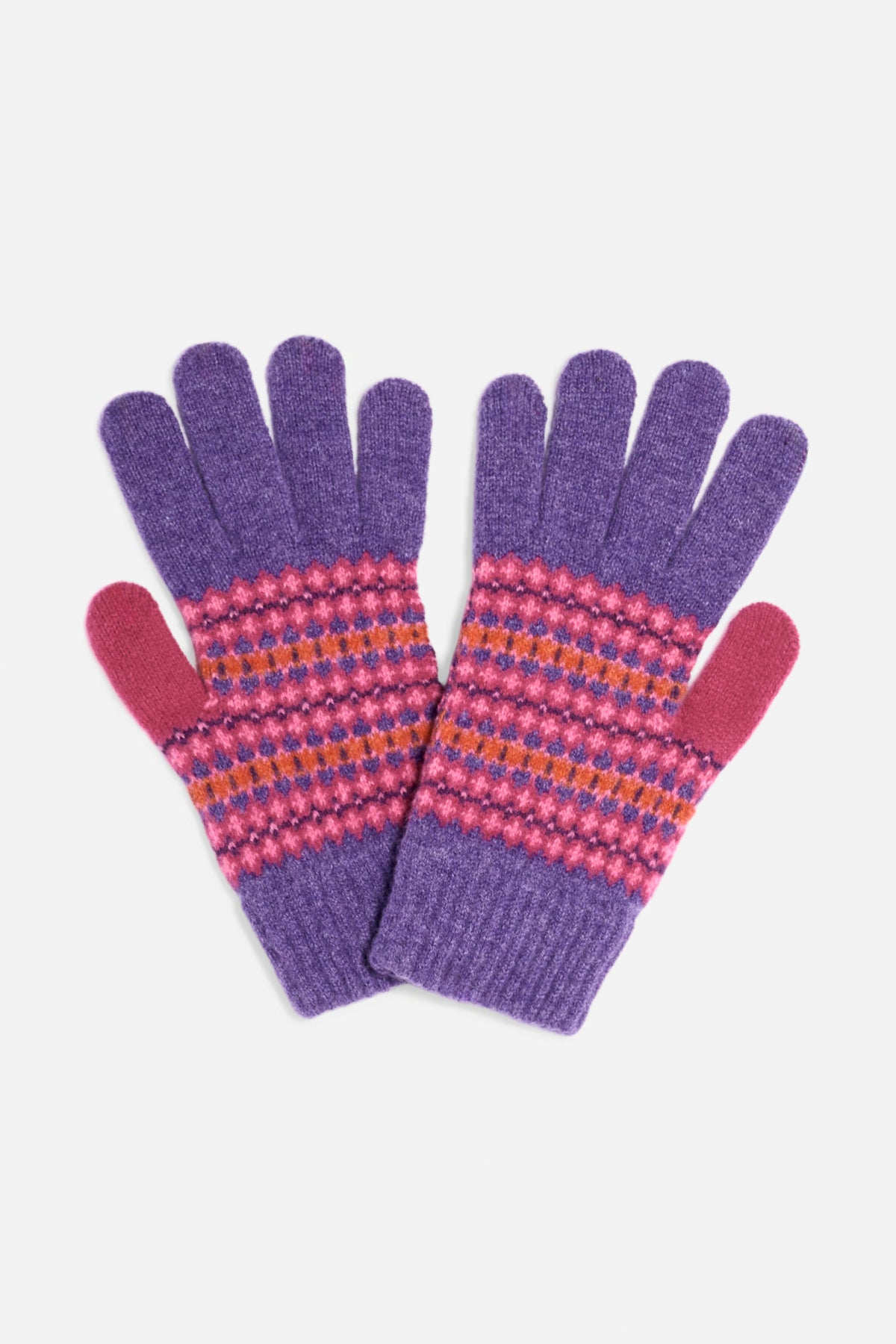 Guanti Fair Isle lana rosa Lady De Paz