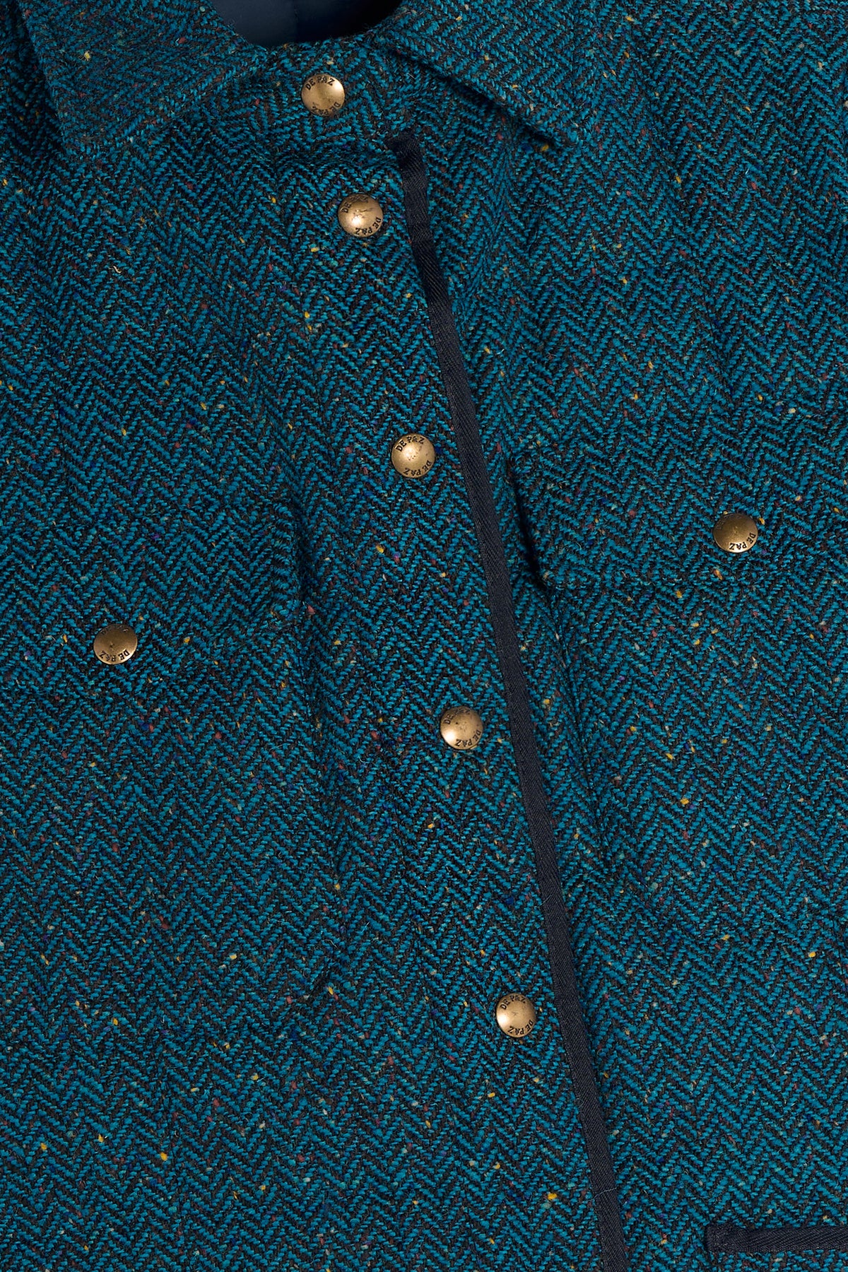 Leon lungo donegal tweed turchese dettaglio Lady De Paz