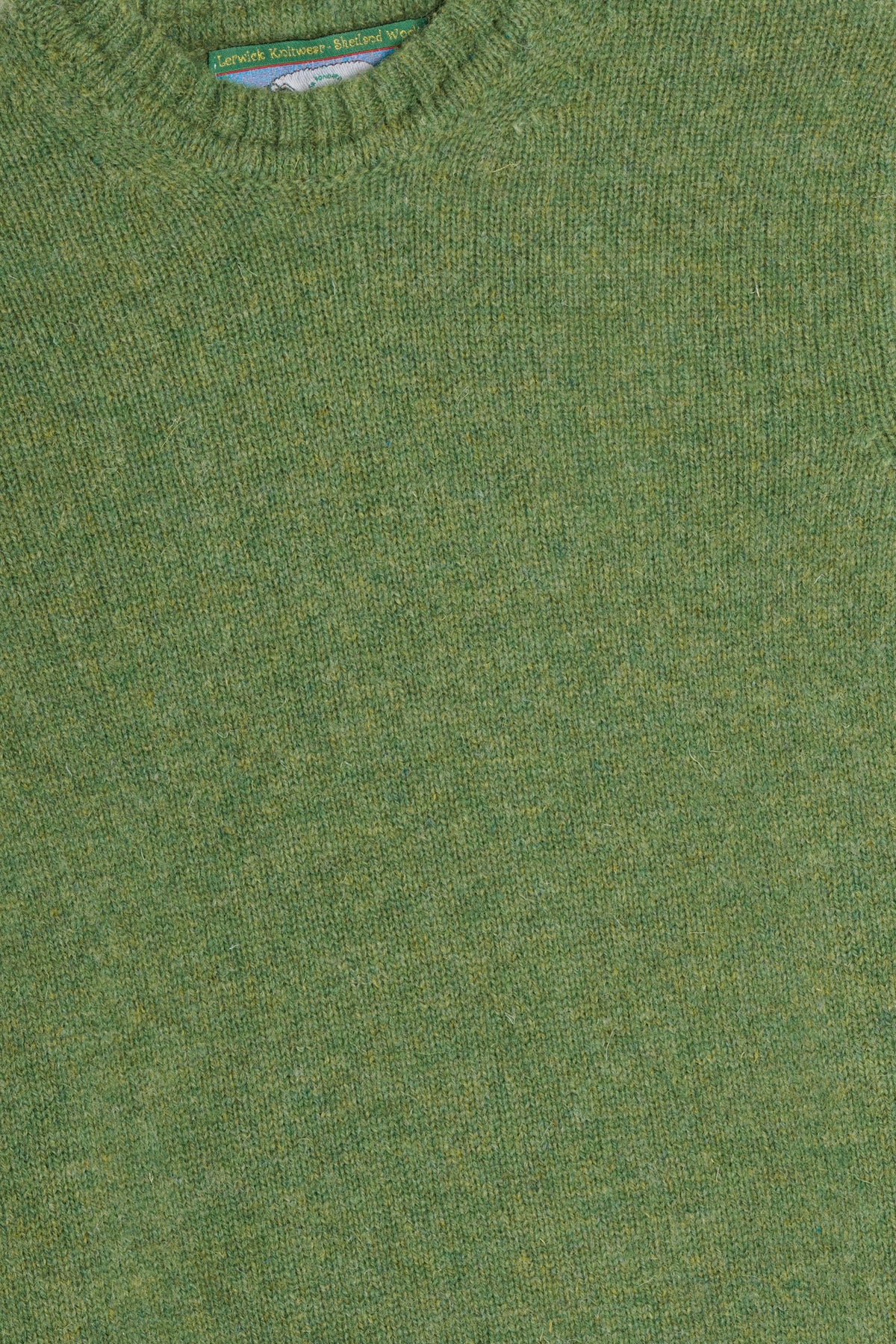Maglione girocollo shetland verde dettaglio Lady De Paz