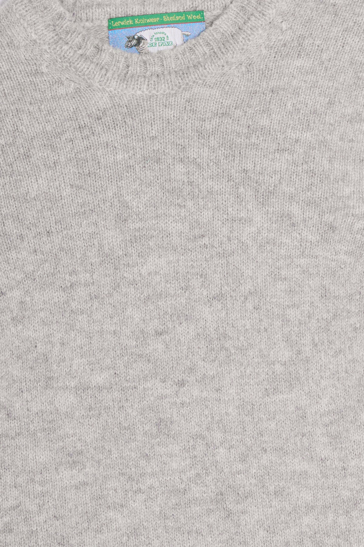 Maglione girocollo shetland grigio dettaglio Lady De Paz
