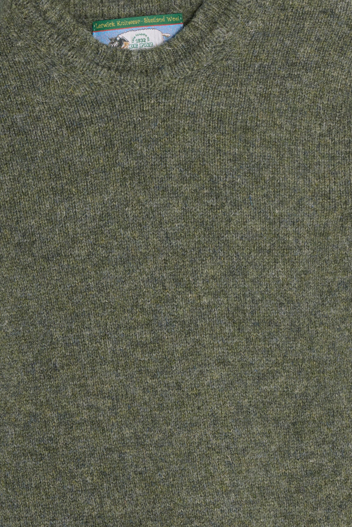 Maglione girocollo shetland lovat dettaglio Lady De Paz