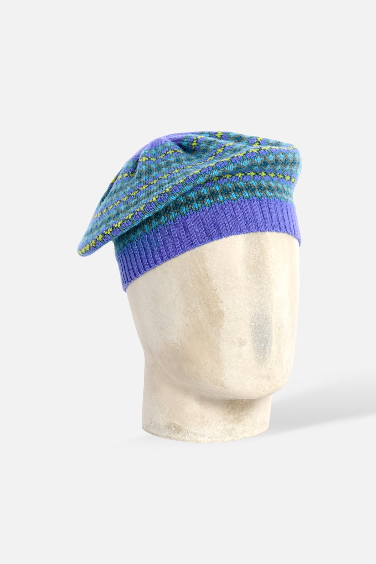 Tam fair isle in lana azzurro Lady De Paz