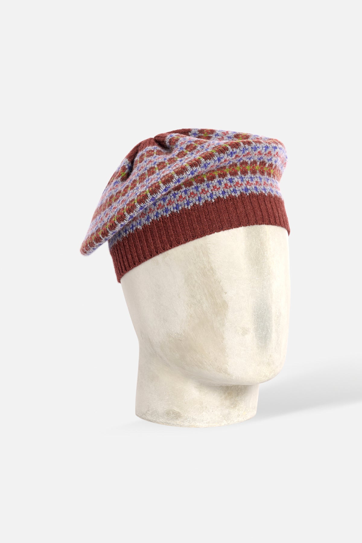Tam fair isle in lana grigio Lady De Paz
