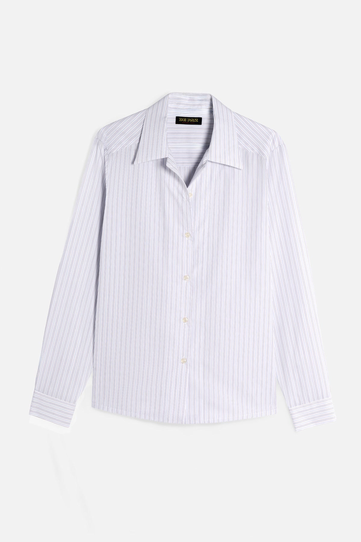 Camicia in cotone riga azzurra e marrone Lady De Paz