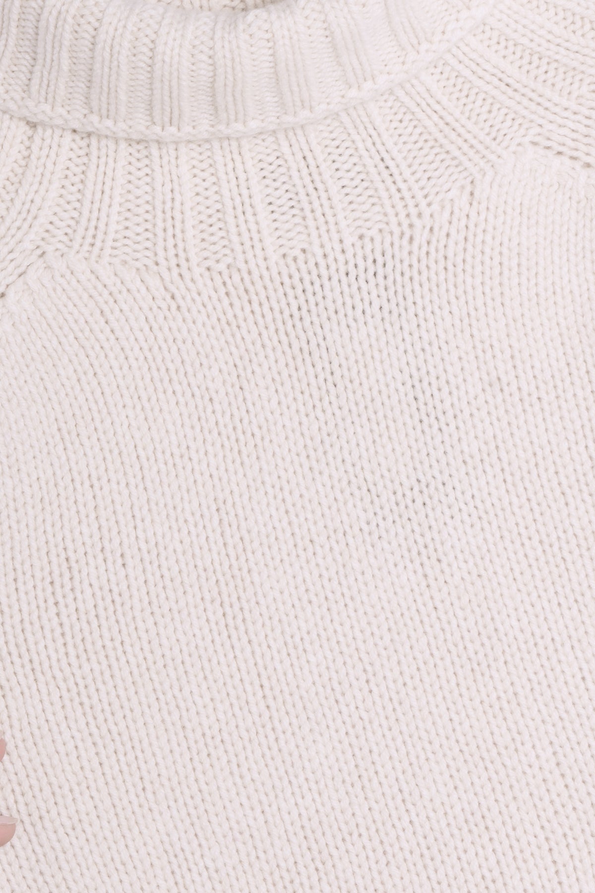 Collo alto lambswool bianco dettaglio Lady De Paz
