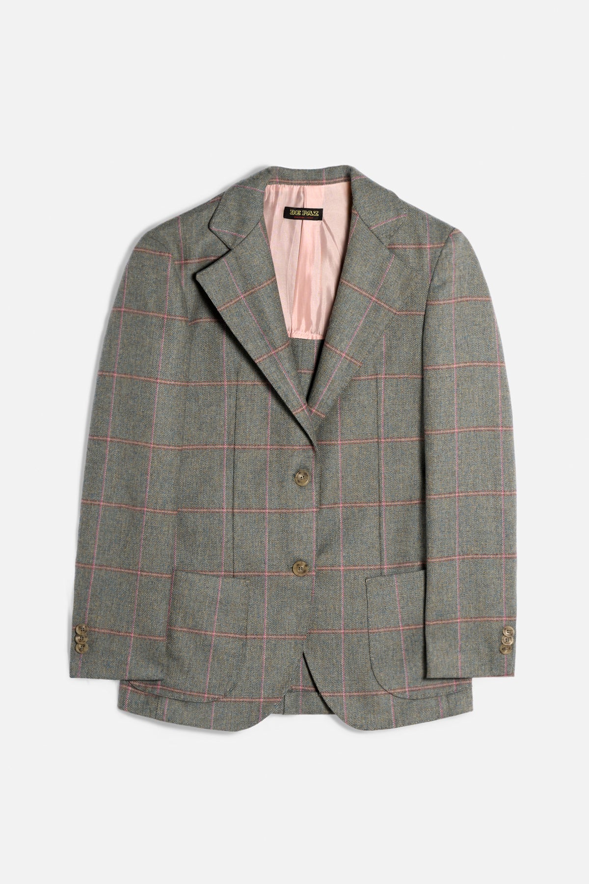 Giacca Lana Sfoderata Verde Lovat Rosa Lady De Paz