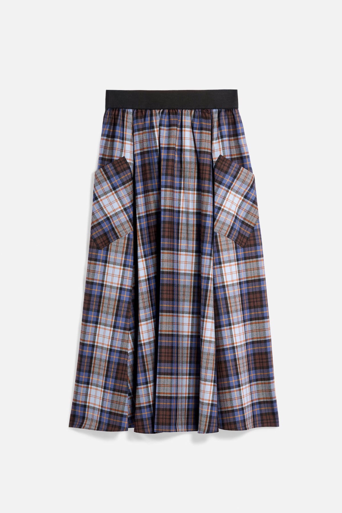 Gonna lunga lana tartan azzurro/marrone Lady De Paz