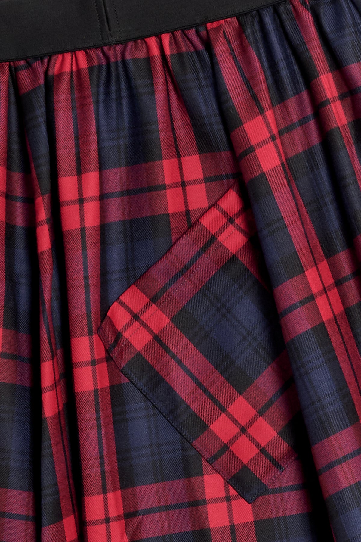 Gonna lunga lana tartan rosso/blu dettaglio tasca Lady De Paz