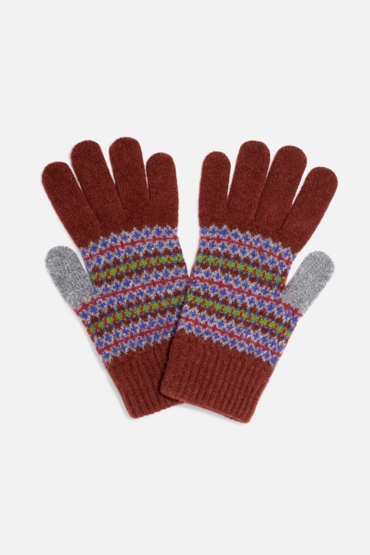 Guanti Fair Isle lana grigio Lady De Paz