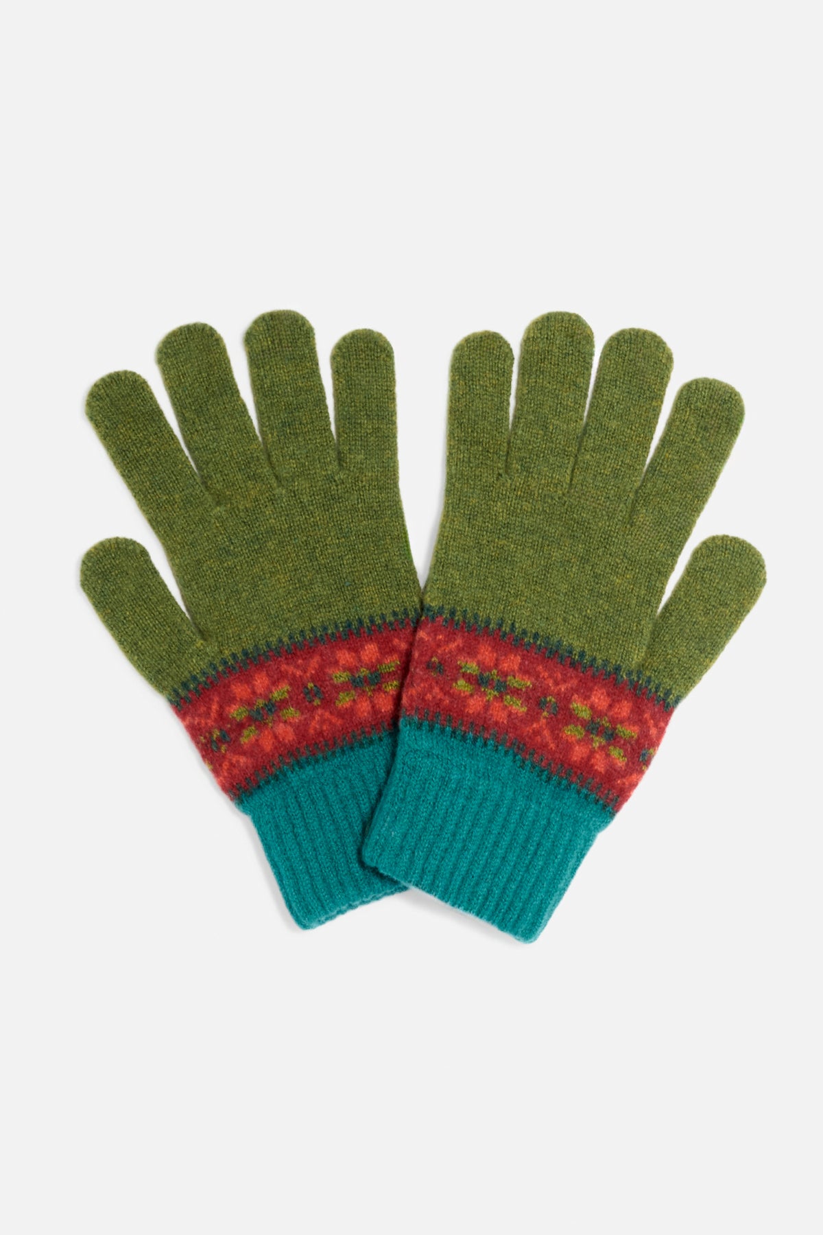 Guanto polsino fair isle verde Lady De Paz