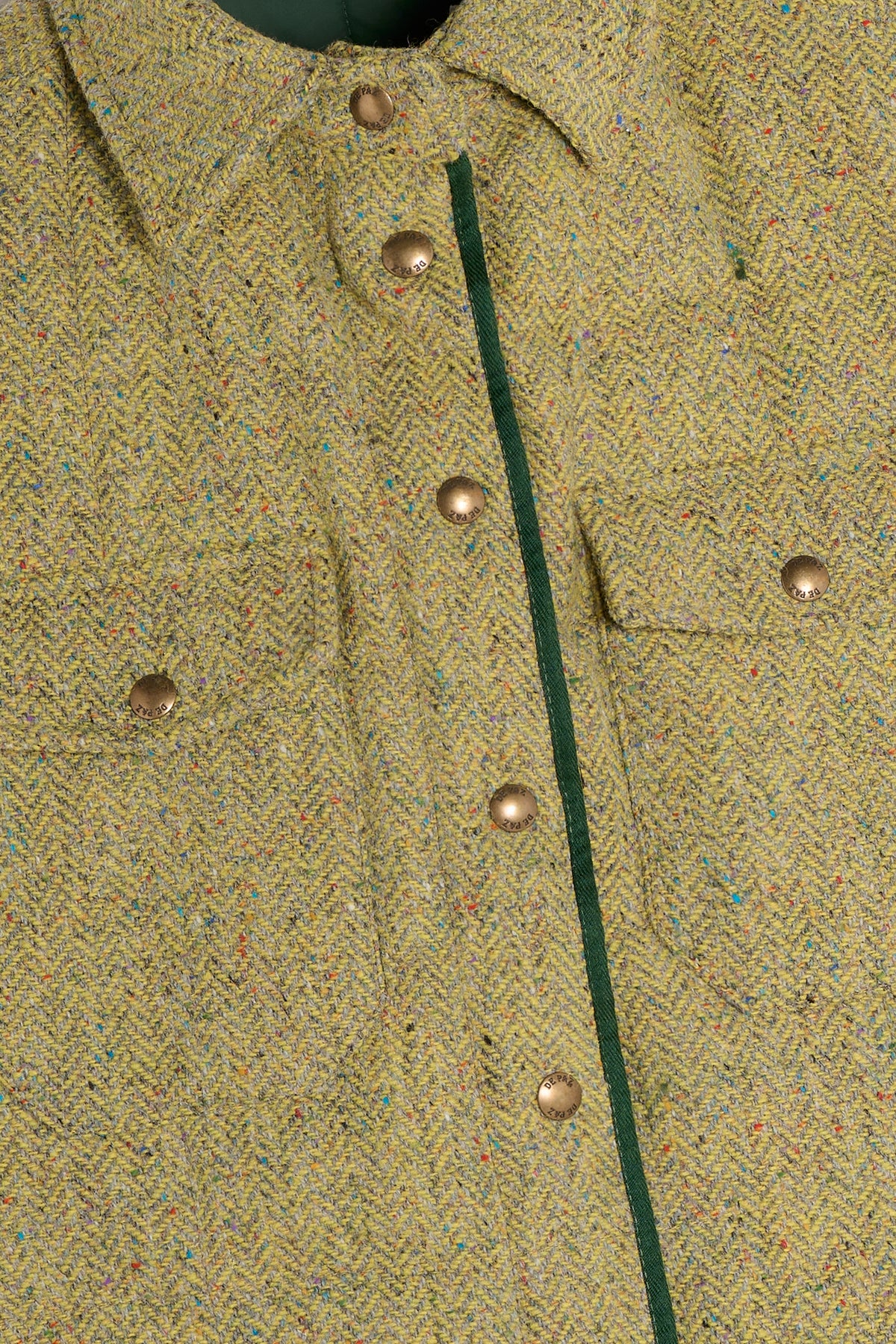 Leon lungo donegal tweed lime dettaglio Lady De Paz