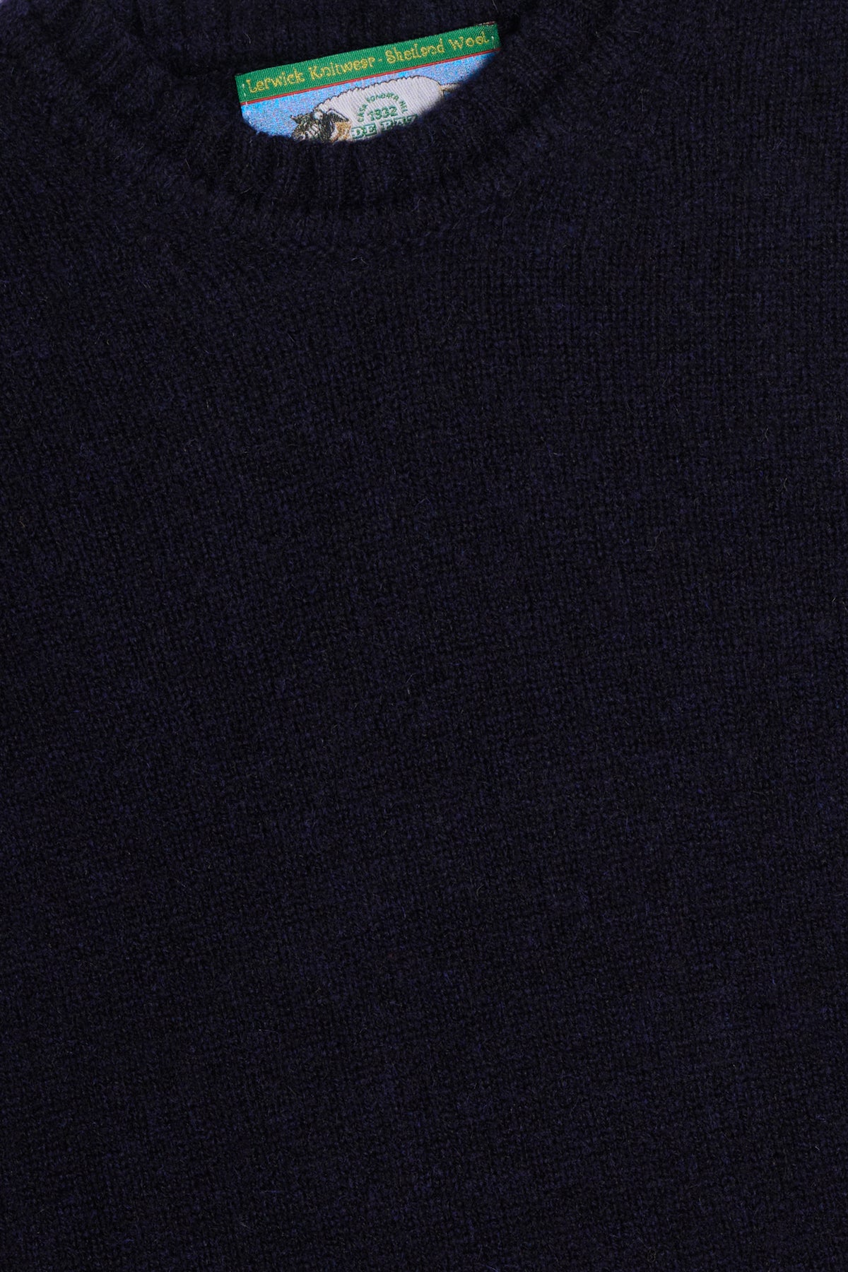 Maglione girocollo shetland Navy dettaglio Lady De Paz