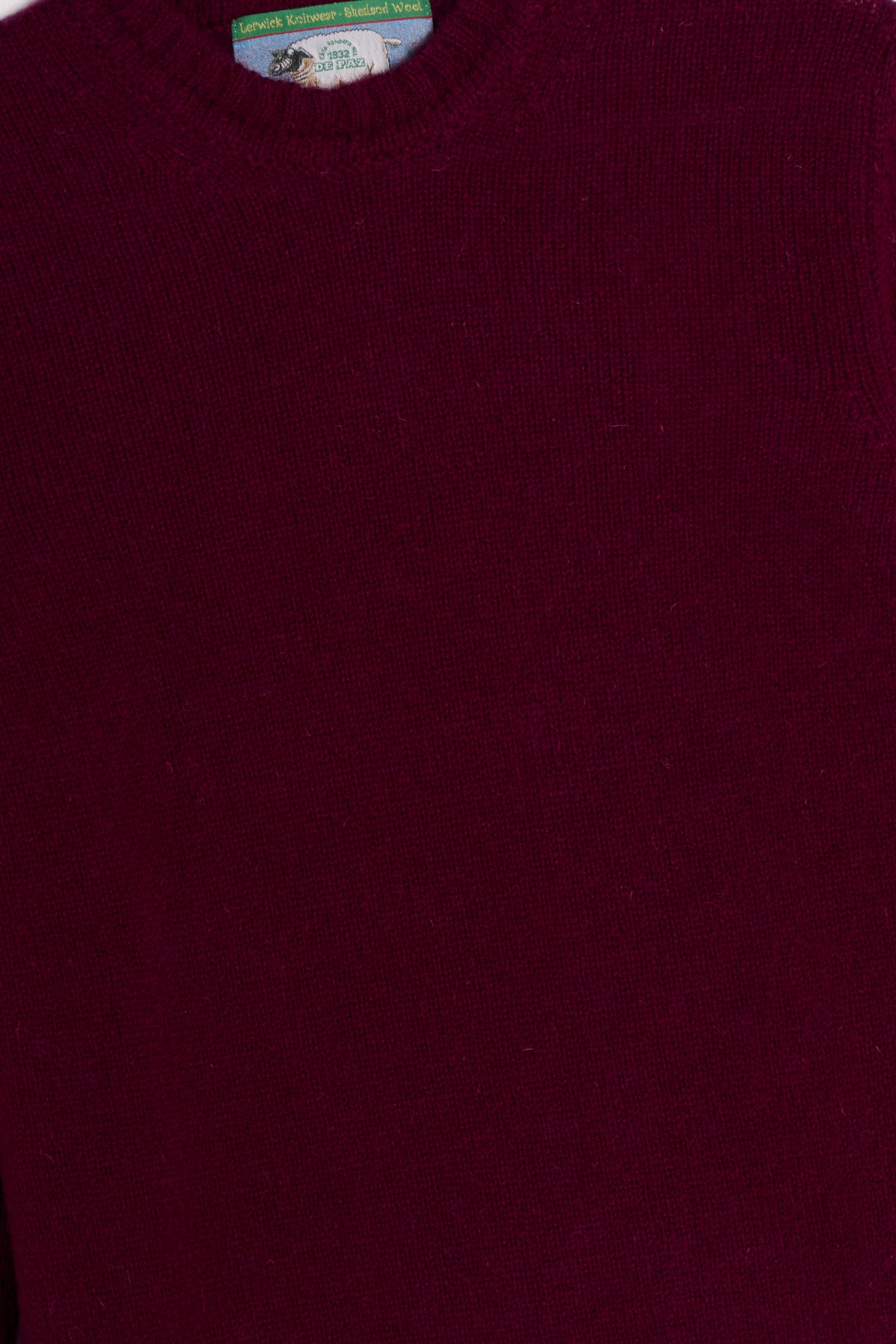 Maglione girocollo shetland bordeaux dettaglio Lady De Paz
