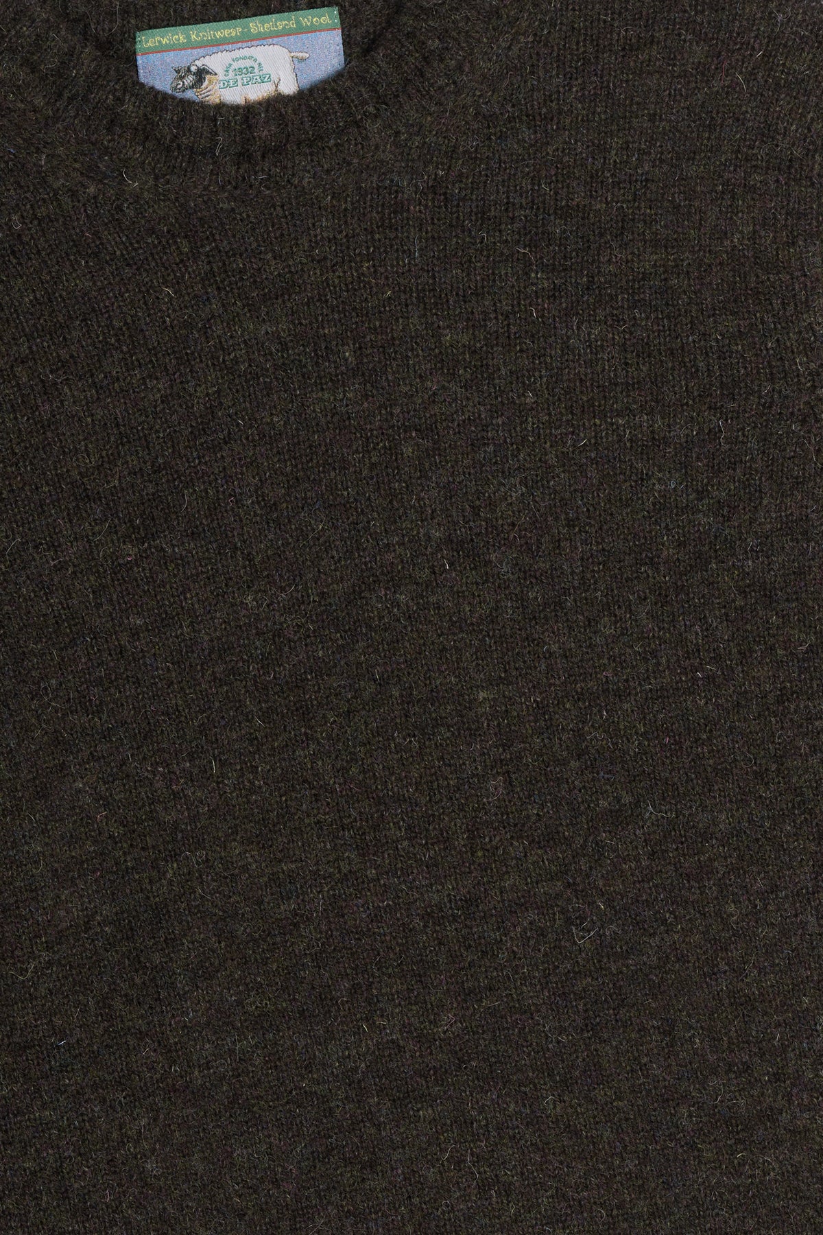 Maglione girocollo shetland dark brown dettaglio Lady De Paz